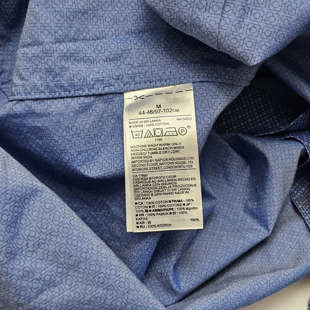 Banana Republic Mens Medium Grant‎ 120's Supima Blue Geometric Long Sleeve Shirt